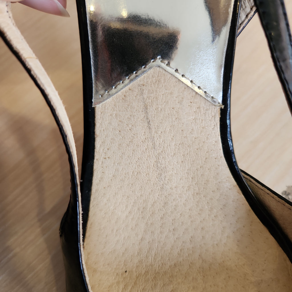 Michael Kors Black Leather Slingback Heels | Gently Used |
