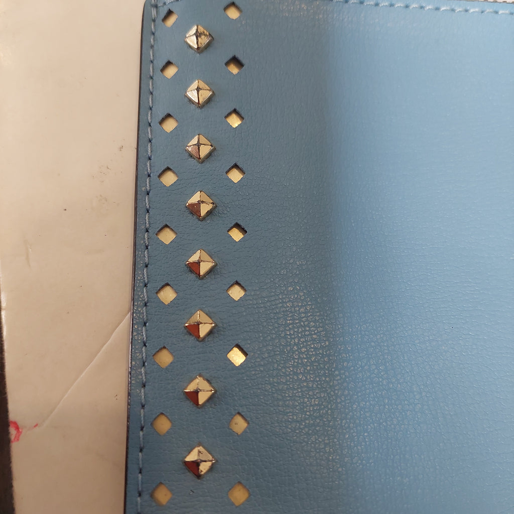 Michael Kors Blue Leather Gold Studded Wristlet | Pre Loved |