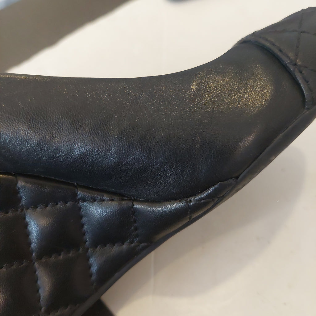 Tory Burch Black Leather 'Leila' Peep-toe Wedges | Pre Loved |