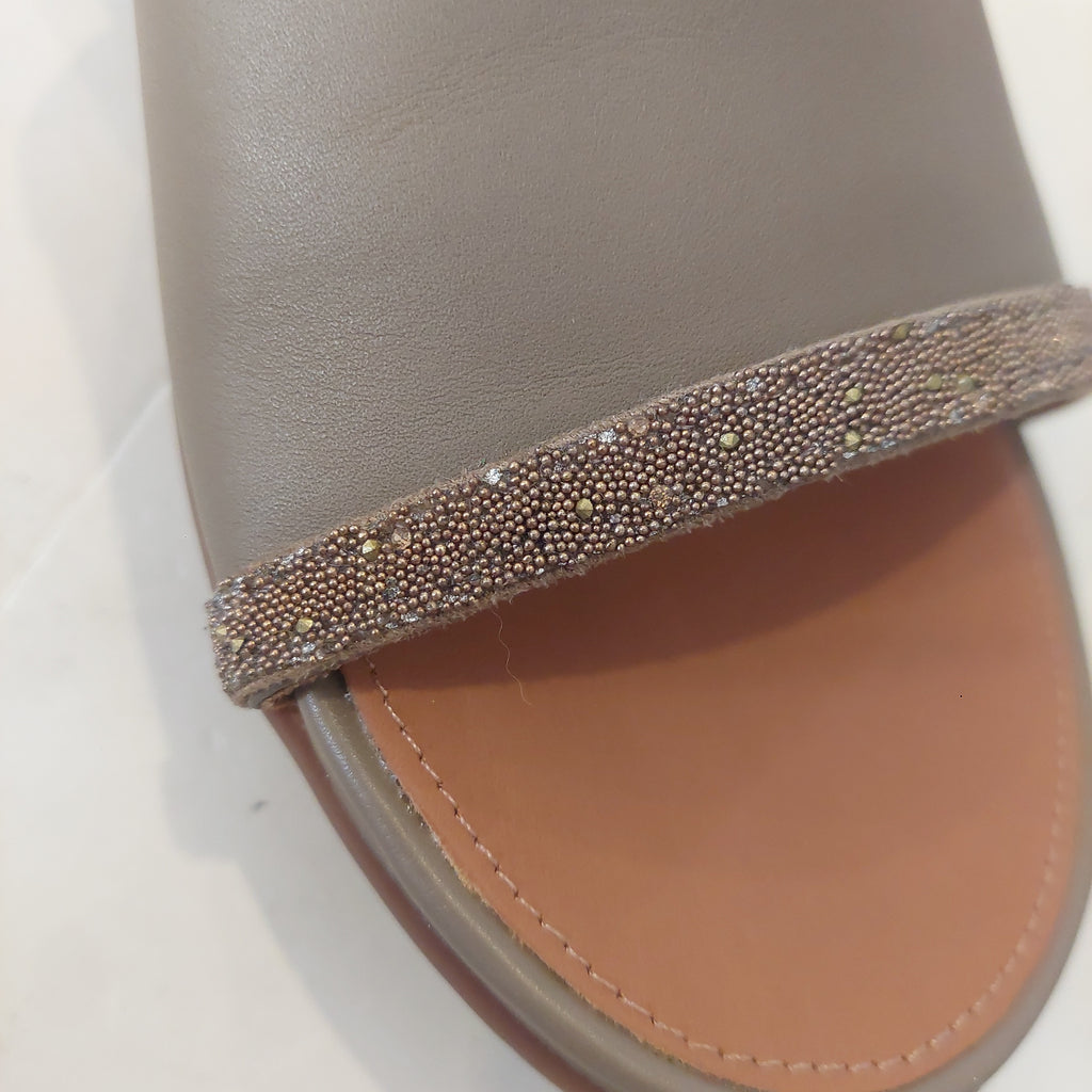 Fitflop Minky Grey Gracie Leather Slides | Brand New |