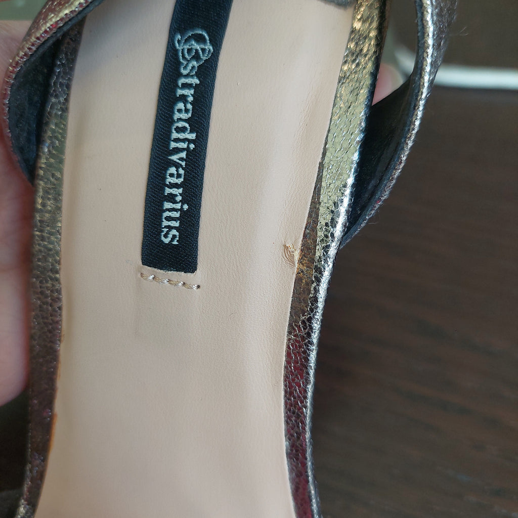 Stradivarius Dark Silver Ankle-strap Heels | Brand New |