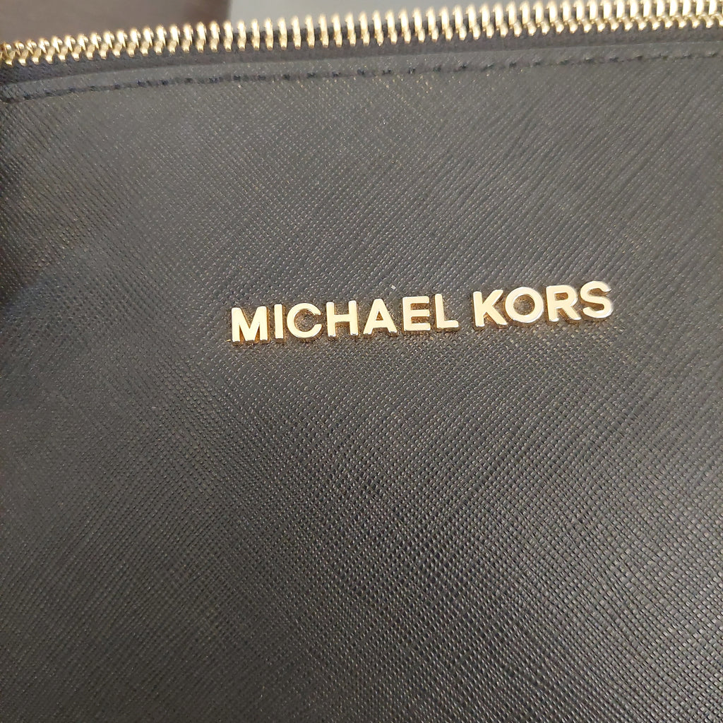 Michael Kors Black Leather Jet Set Medium Travel Tote | Pre Loved |