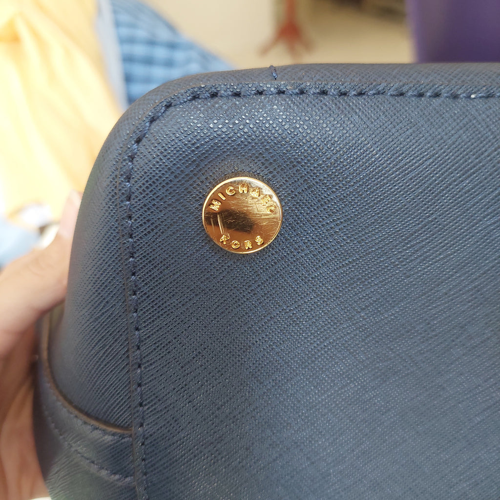 Michael Kors Navy Leather Front Pocket Convertible Shoulder Bag | Pre Loved |