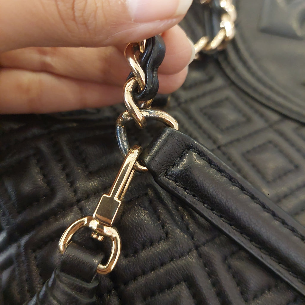 Tory Burch Black Leather Fleming Shoulder Bag | Pre Loved |