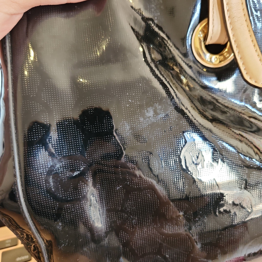 Michael Kors Black Glossy Monogram Shoulder Bag | Pre Loved |