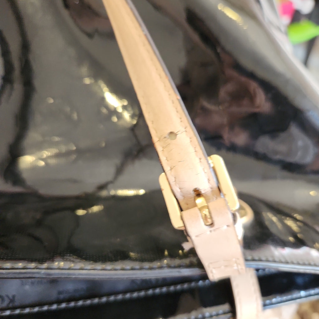 Michael Kors Black Glossy Monogram Shoulder Bag | Pre Loved |
