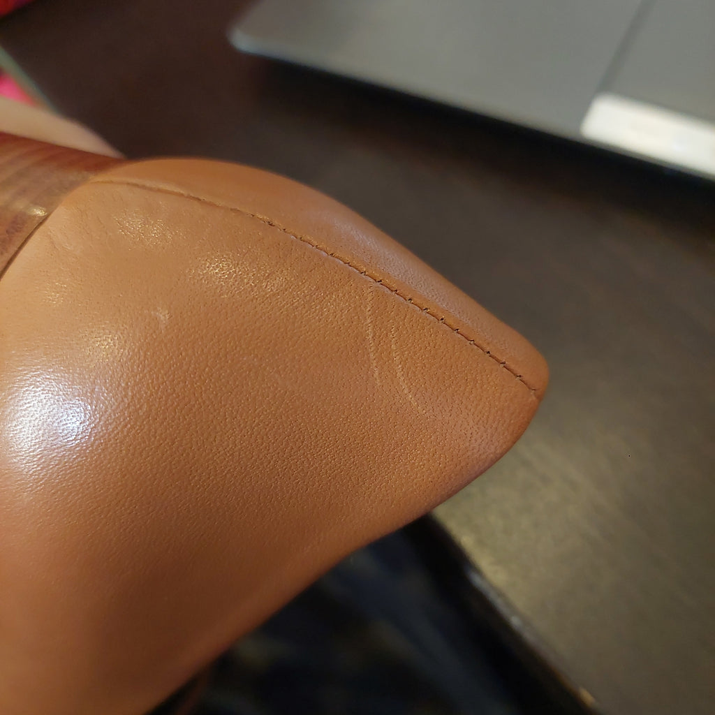 Tory Burch 'Kira' Tan Leather Open-toe Wedges | Brand New |