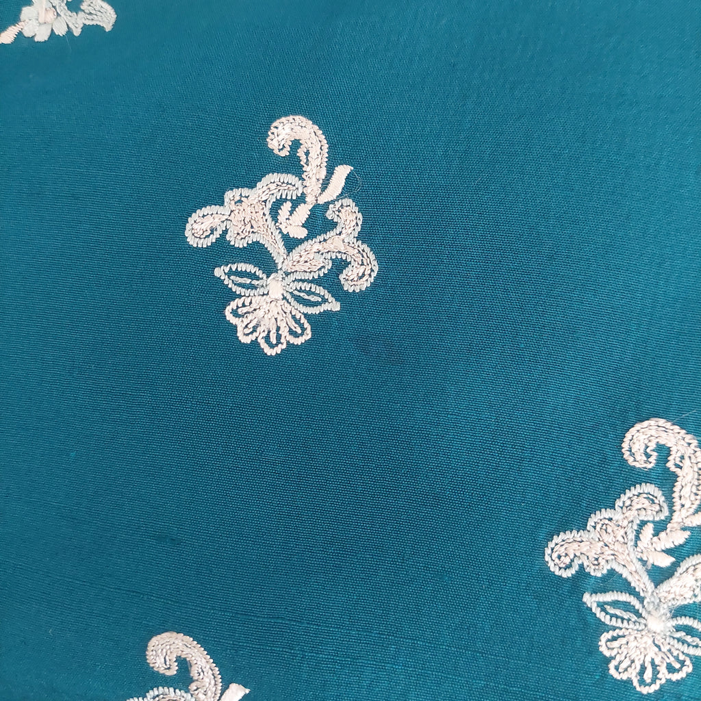 Shamsha Hashwani Teal Silk Embroidered Kurta | Pre Loved |