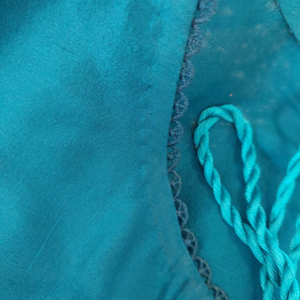 Shamsha Hashwani Teal Silk Embroidered Kurta | Pre Loved |