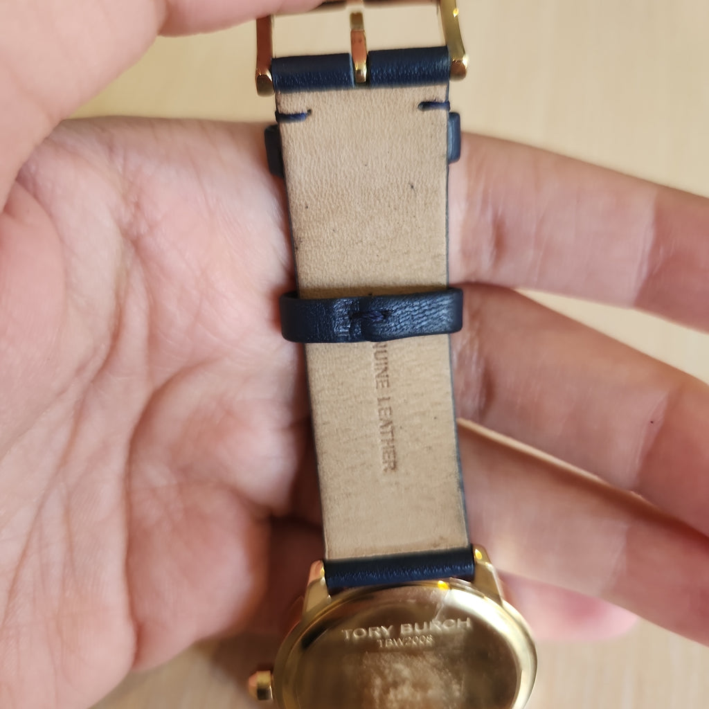 Tory Burch TBW2008 Navy Leather Strap Watch | Pre Loved |