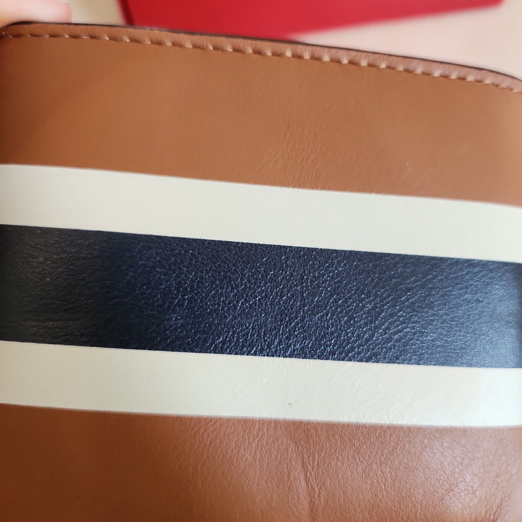 Coach Tan Striped Leather Men's Bi-fold Wallet | Pre Loved |