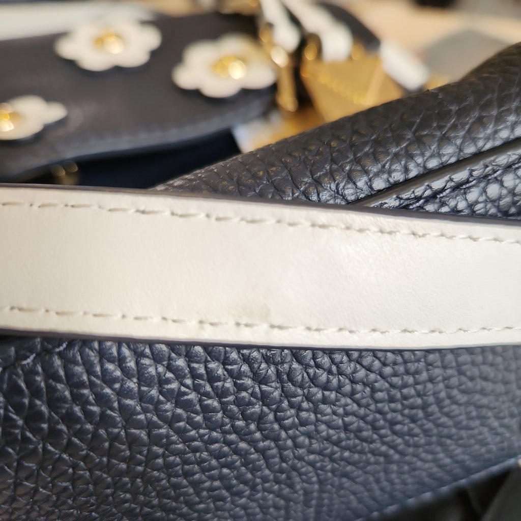 Michael Kors Navy Admiral & White ' Bristol' Leather Satchel | Pre Loved |