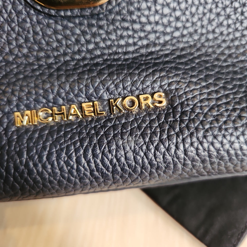 Michael Kors Navy Admiral & White ' Bristol' Leather Satchel | Pre Loved |