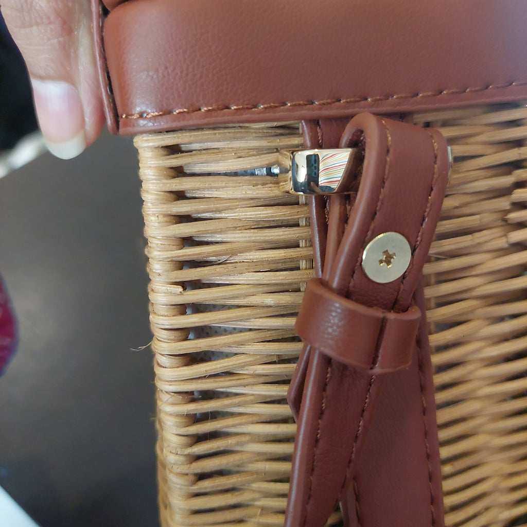 ZARA Rattan Box & Leatherette Crossbody Bag | Gently Used |