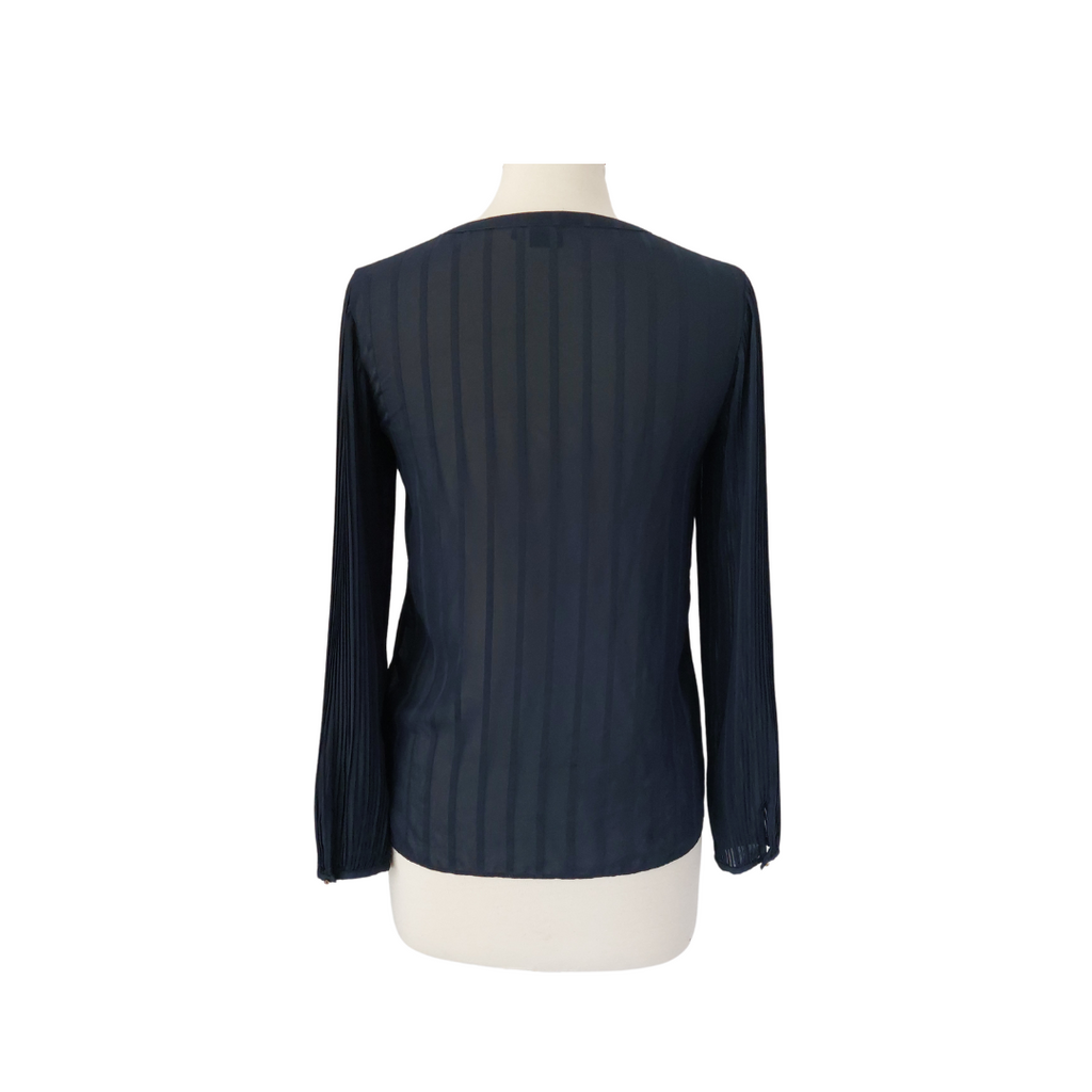 Elle Navy Sheer Button Down Shirt | Pre Loved |