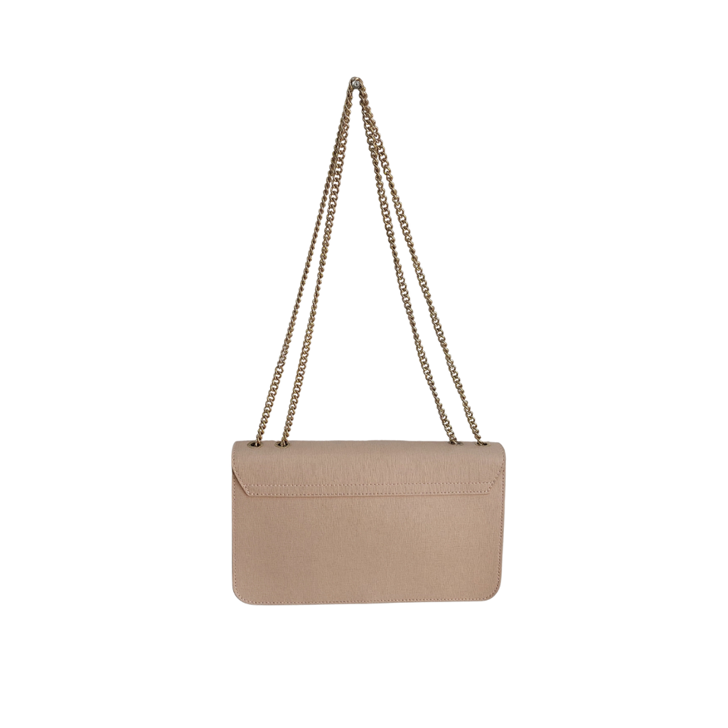 Furla Light Pink Julia Saffiano Leather Chain Shoulder Bag | Pre Loved |