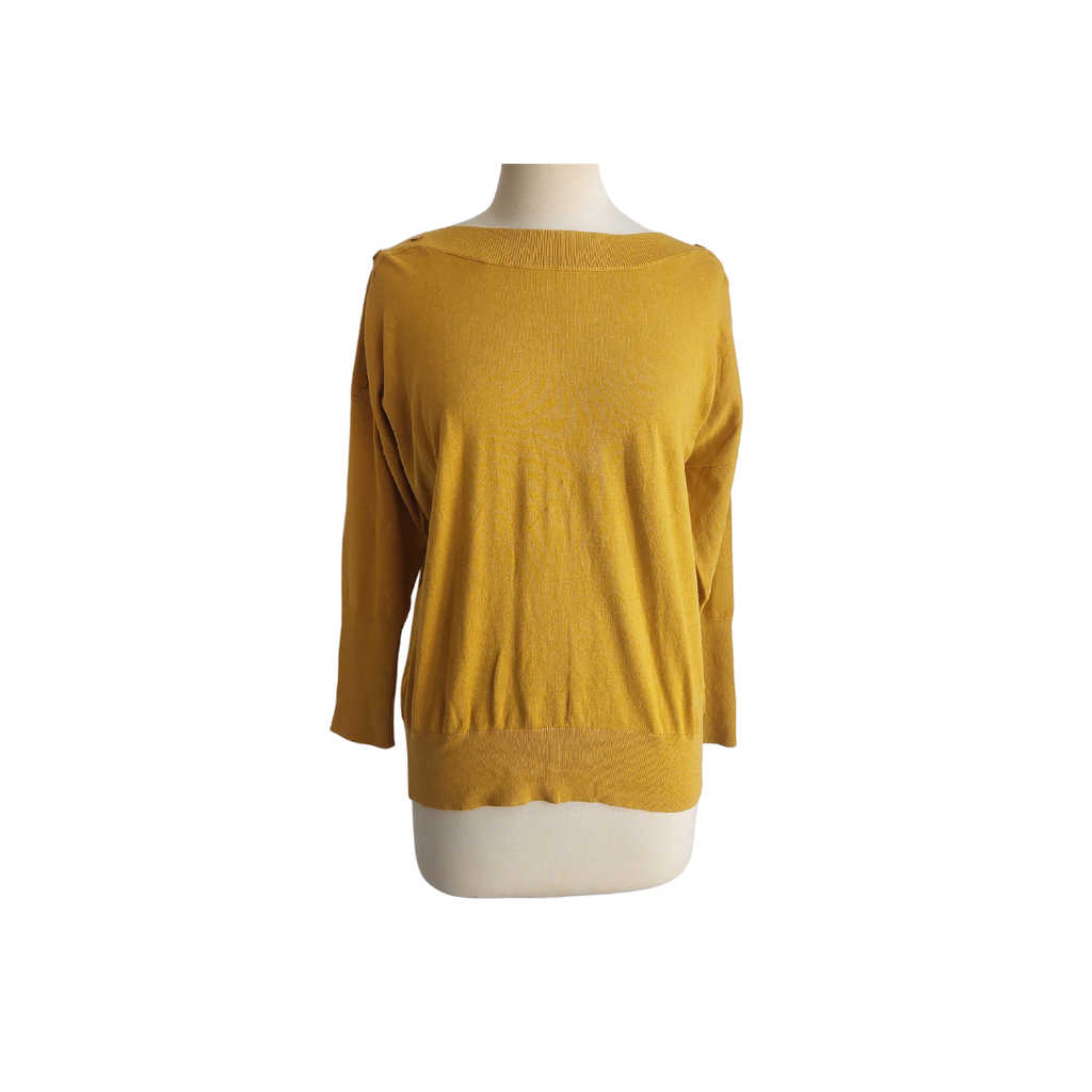 Monsoon Yellow Boat Neck Button Detail Sweater | Gently Used |