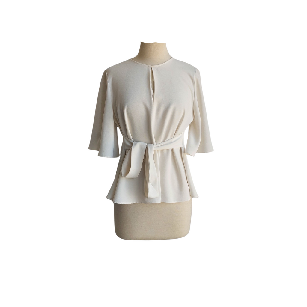 Zara White Front Cut Out Belted Top | Pre Loved |