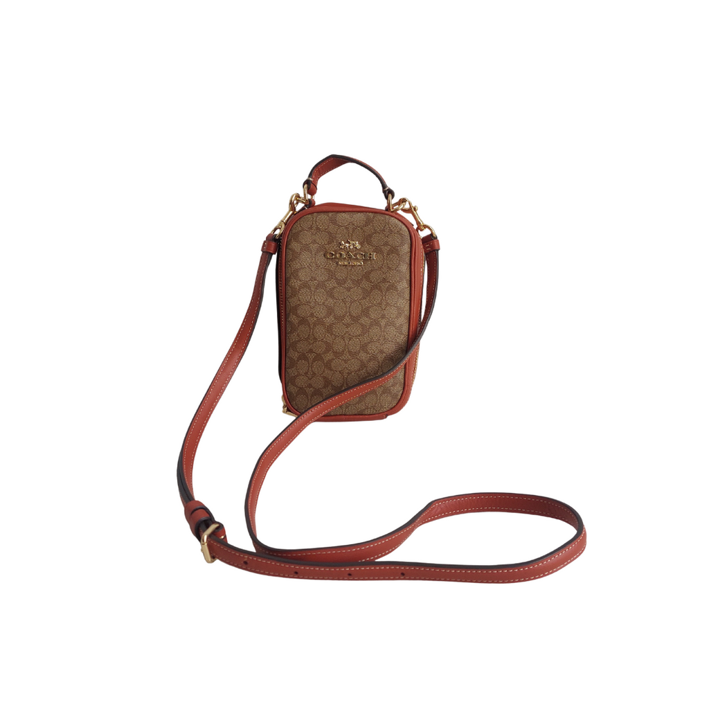 Coach Signature Canvas & Leather Trim Eva Phone Crossbody Bag | Pre Loved |