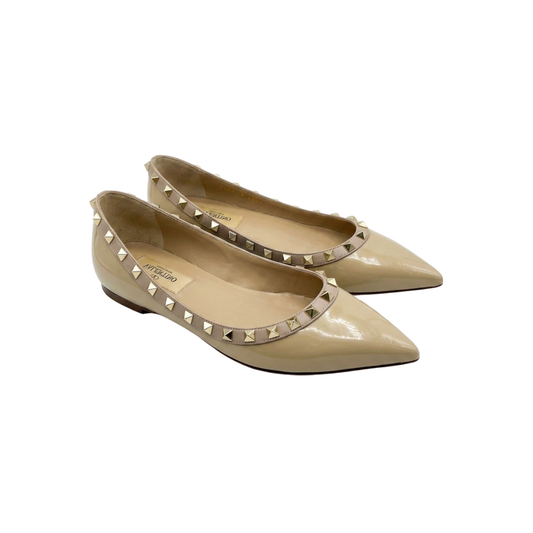 Valentino Beige & Mauve Patent Rockstud Ballet Flats | Pre Loved |