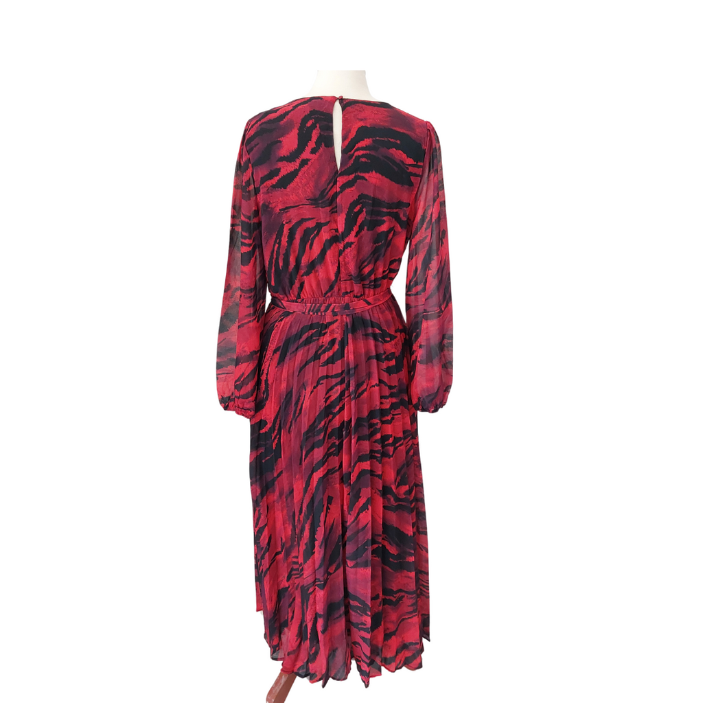 Love & Roses Red And Black Abstract Print Pleated Maxi Dress | Brand New |