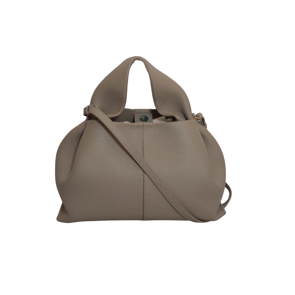 Polene Taupe Textured Leather Numéro Neuf Edition Handbag | Like New |