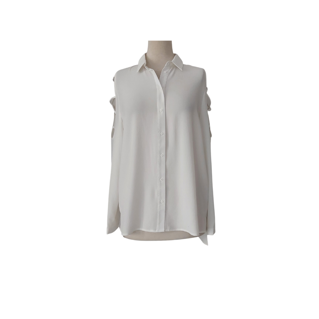 New Look White Cold Shoulder Collared Shirt | Pre Loved |