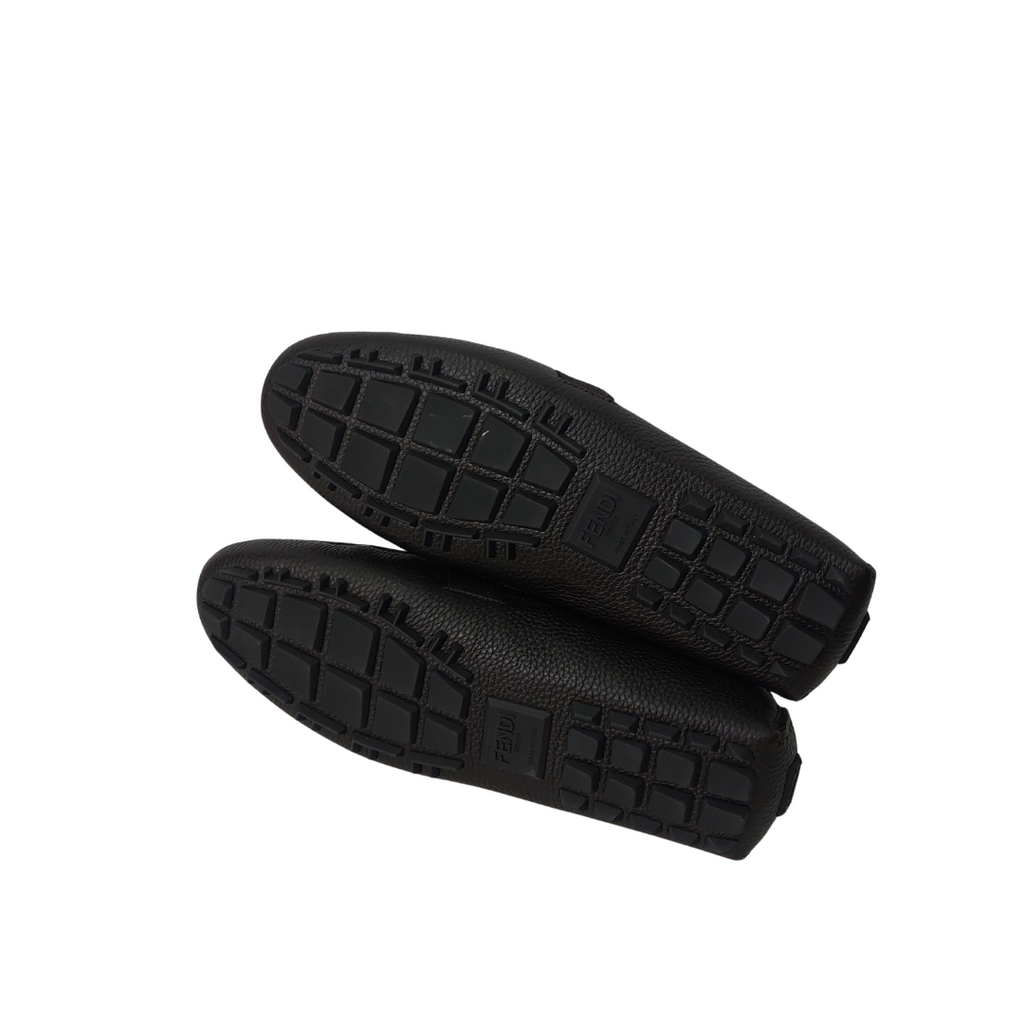 Fendi Men's Brown Leather Driver Loafers | Brand New |