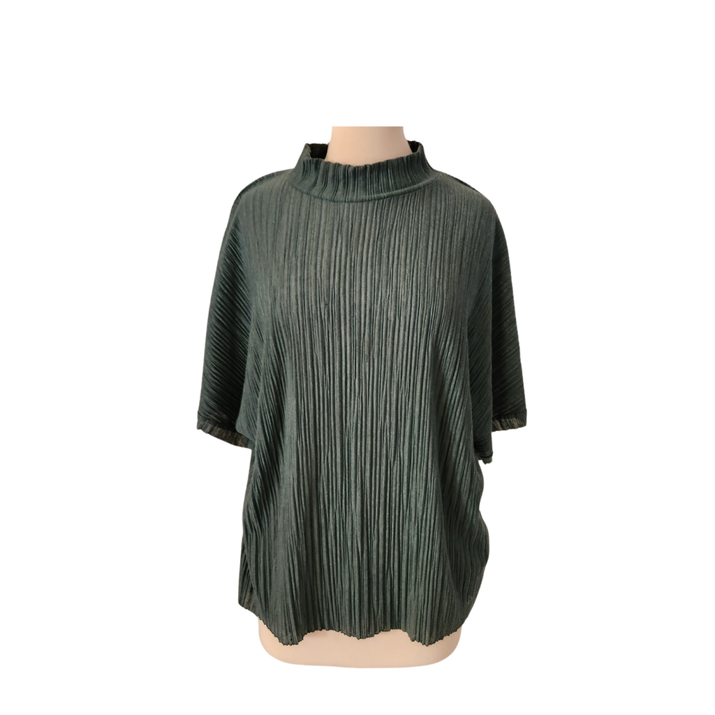 ZARA Green High-neck Pleated Top | Pre Loved |