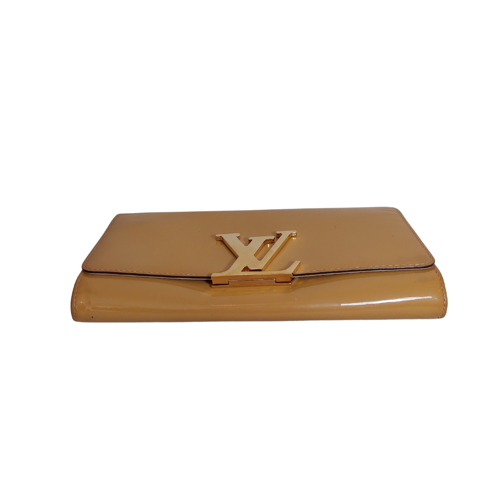Louis Vuitton Beige Vernis Leather Louise Clutch Bag | Pre Loved |