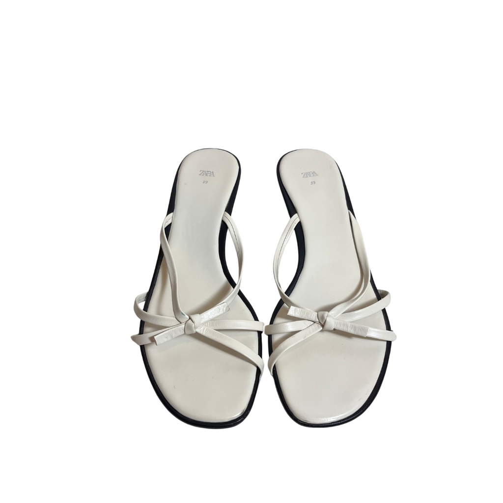 Zara White Bow Strappy Kitten Heels | Pre Loved |