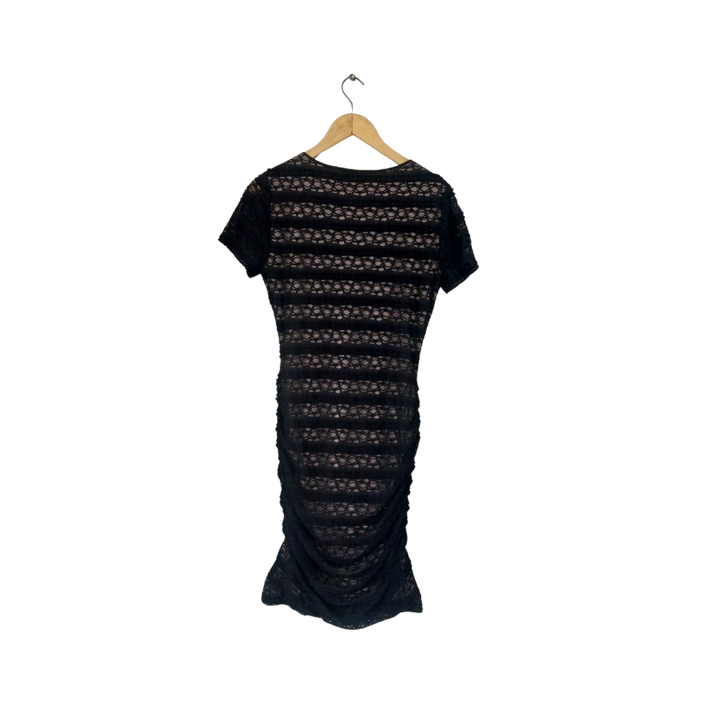 BCBGMaxazaria Black Lace Side Ruche Dress | Gently Used |