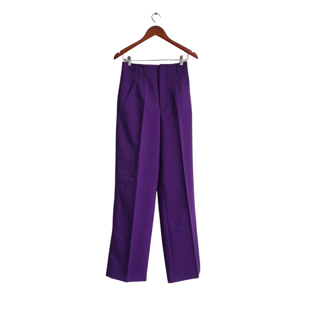 ZARA Purple High-Waisted Wide Leg Pants Brand New Secret Stash