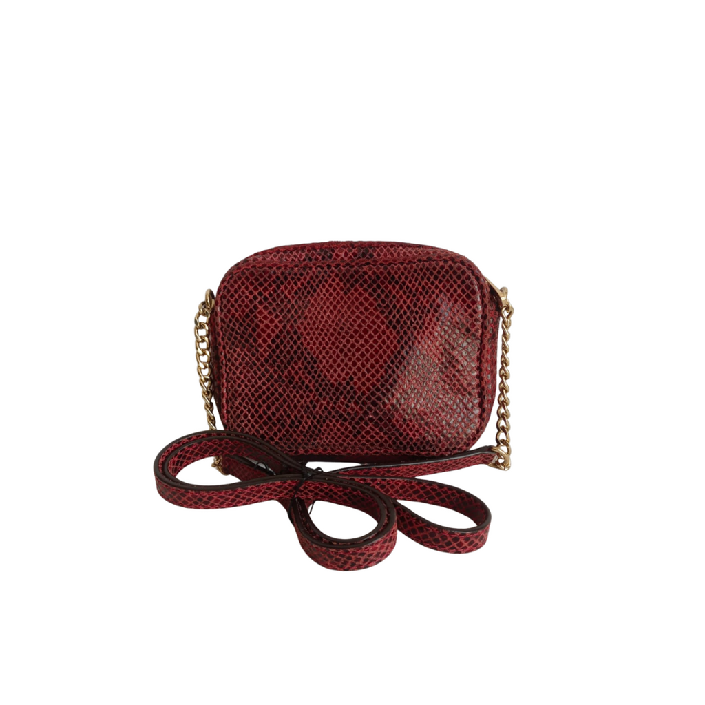 Michael Kors Red Leather Python Pattern Small Crossbody Bag | Pre Loved |