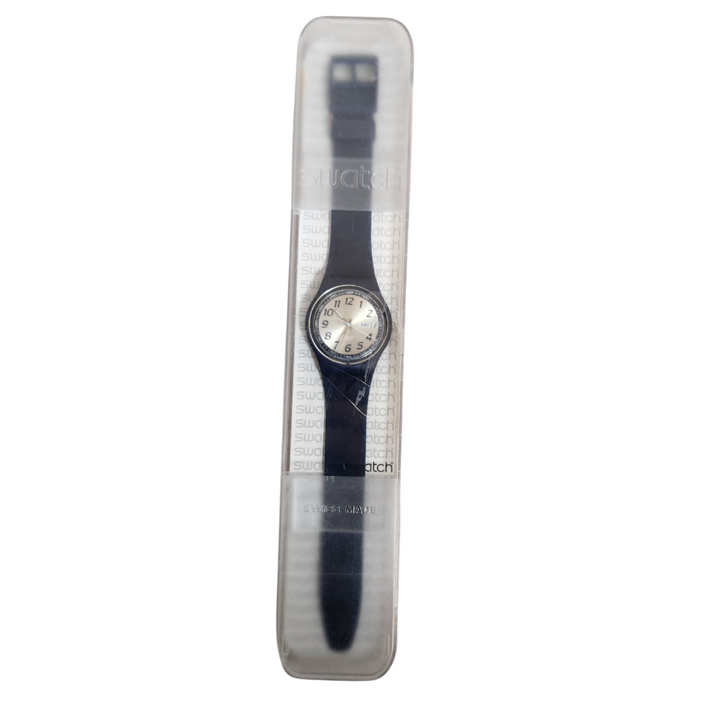 Swatch Navy & White Round Dial Rubber Strap Watch | Like New |