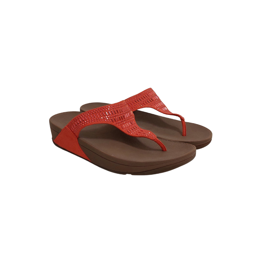 Fit Flop Orange Rhinestone Thong Sandals | Brand New |