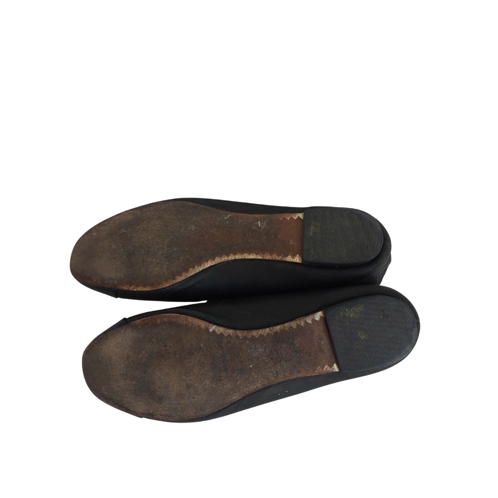 Tory Burch Black Leather Chelsea Cap-Toe Ballet Flats | Pre Loved |