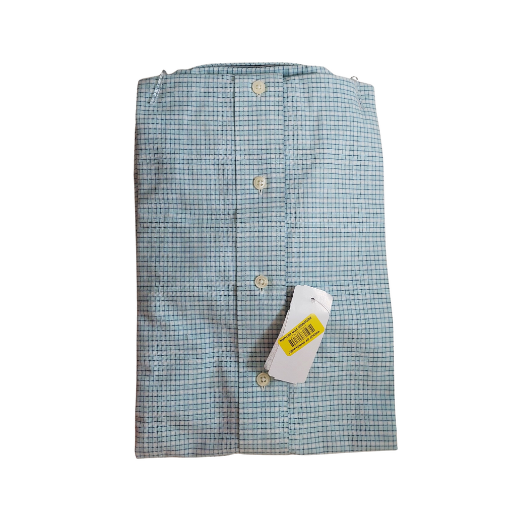 Brook Brothers Men's Blue & White Check Print Button Down Shirt | Brand New |