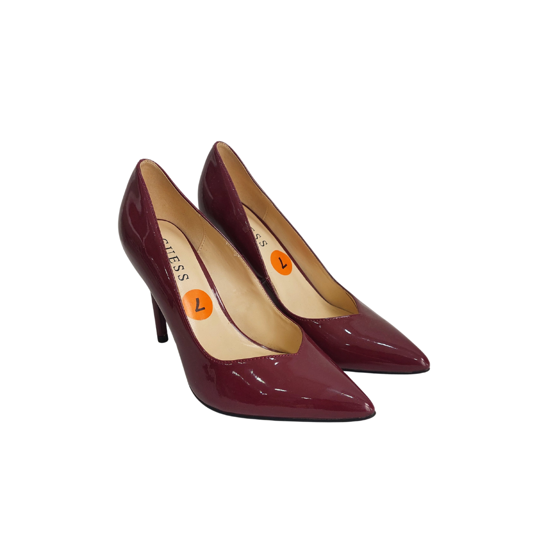 Guess Burgundy DCark Prindy Pointed Toe Pumps | Pre Loved |