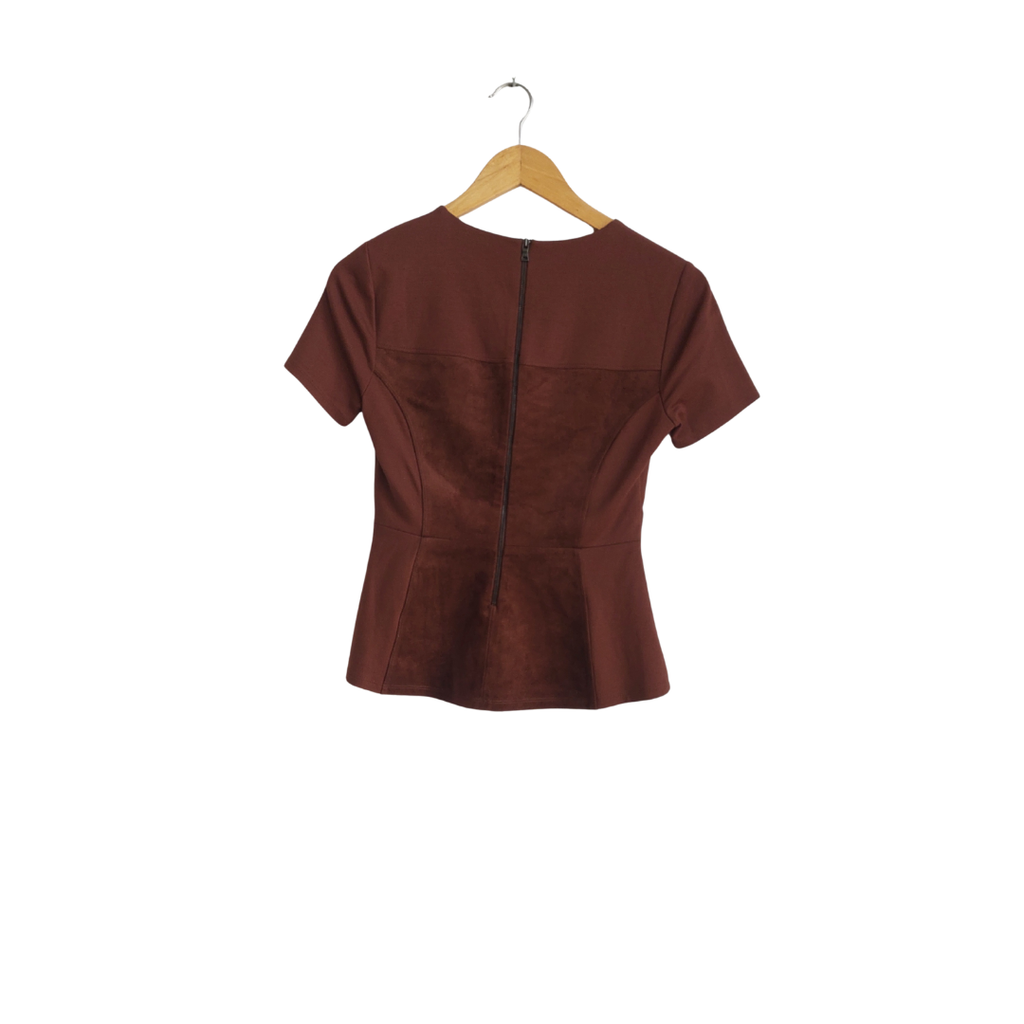 BCBG Brown Short Peplum Top | Gently Used |