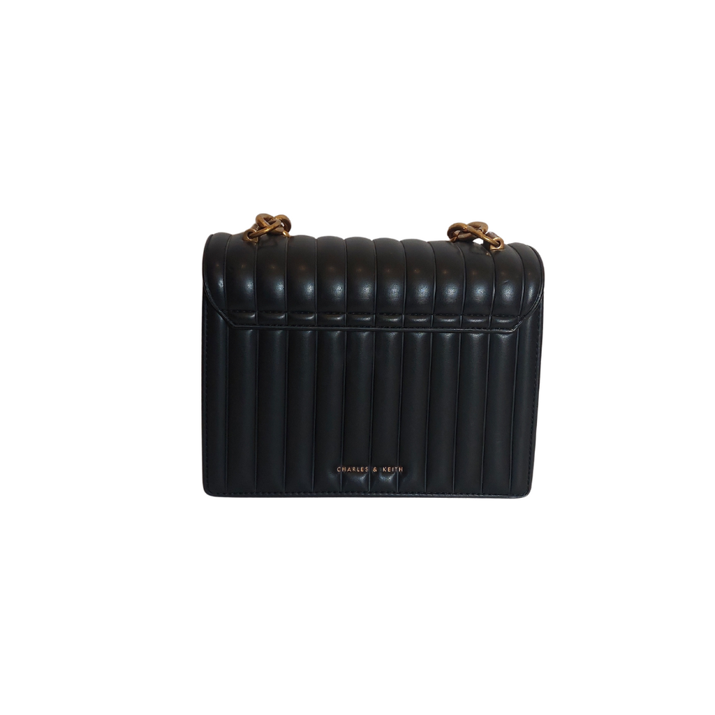 Charles & Keith Black Panelled Handle Bag | Pre Loved |