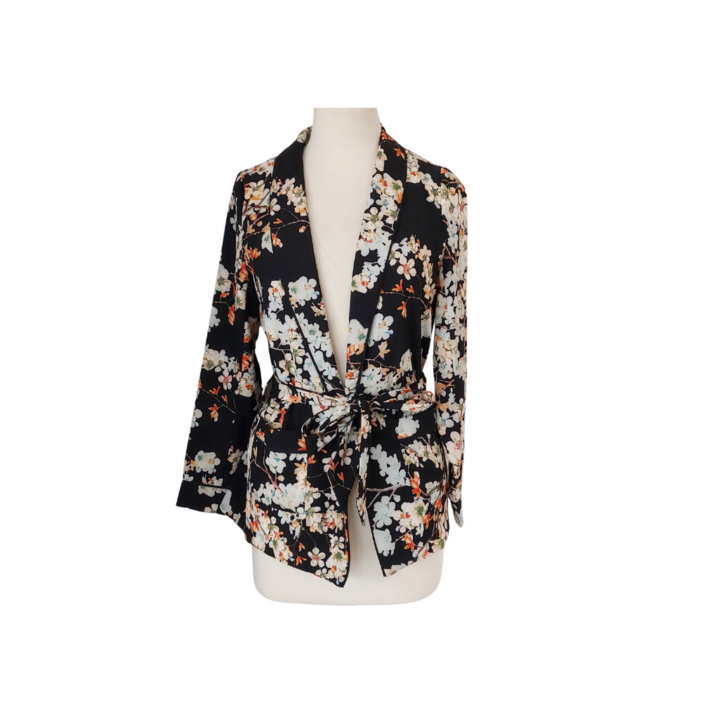 Magasin Black Floral Printed Jacket with Pants | Gently Used |