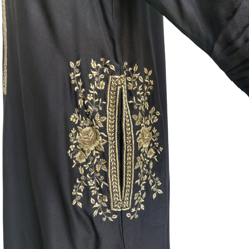 Saira Habib Black Embroidered Kurta | Gently Used |