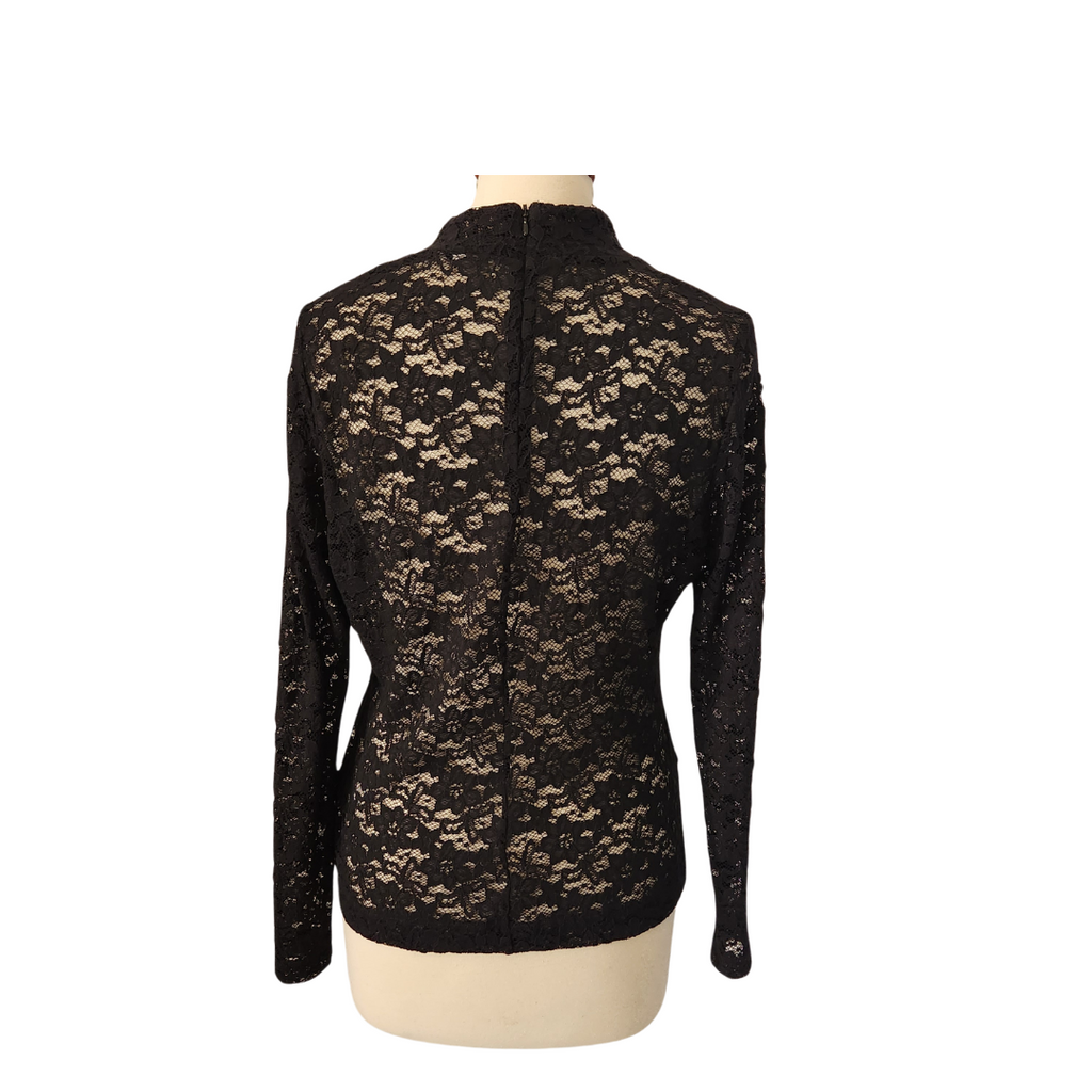 H&M Black Lace High-neck Blouse | Gently Used |
