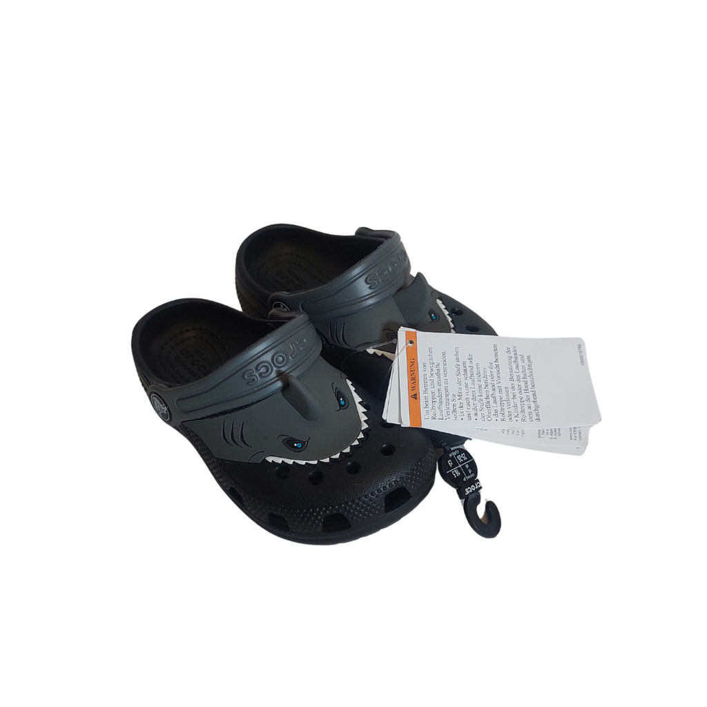 Crocs Black 'I Am Shark' Clog Shoes (Toddler Size 9) | Brand New |