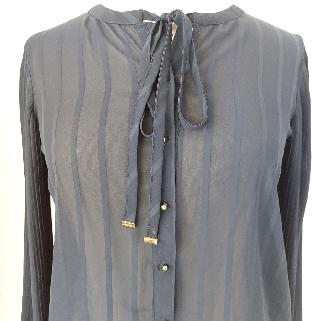 Elle Navy Sheer Button Down Shirt | Pre Loved |