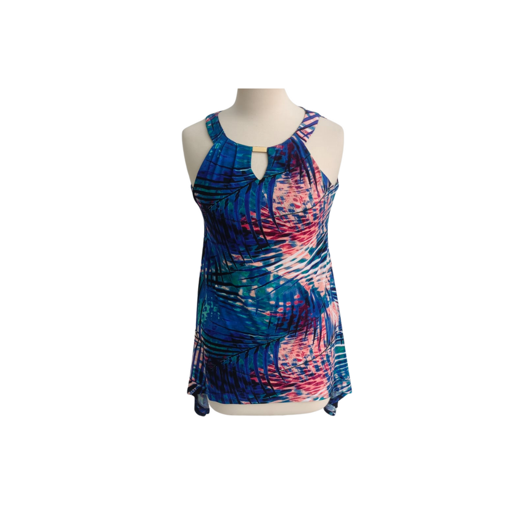 Wallis Blue Printed Sleeveless A-line Long Top | Gently Used |