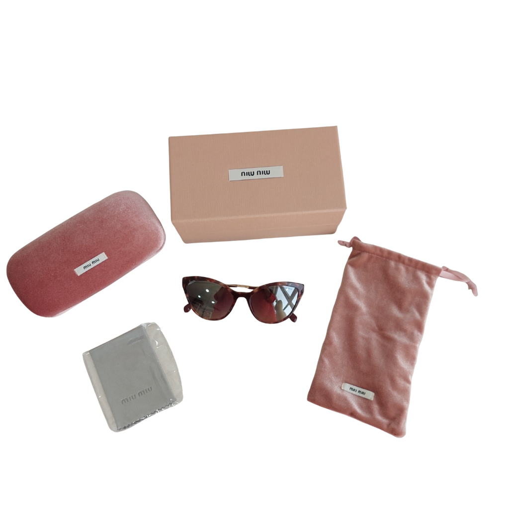 Miu Miu Pink/Purple Cat Eye Acetate Orchid Havana MU03US Sunglasses | Brand New |