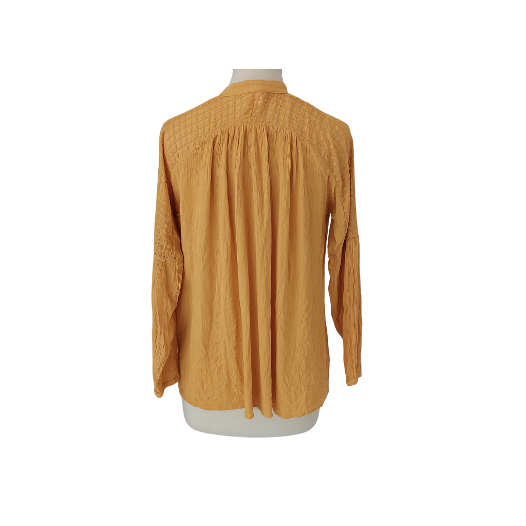 H&M Yellow Textured Semi Sheer Shoulder Top | Pre Loved |