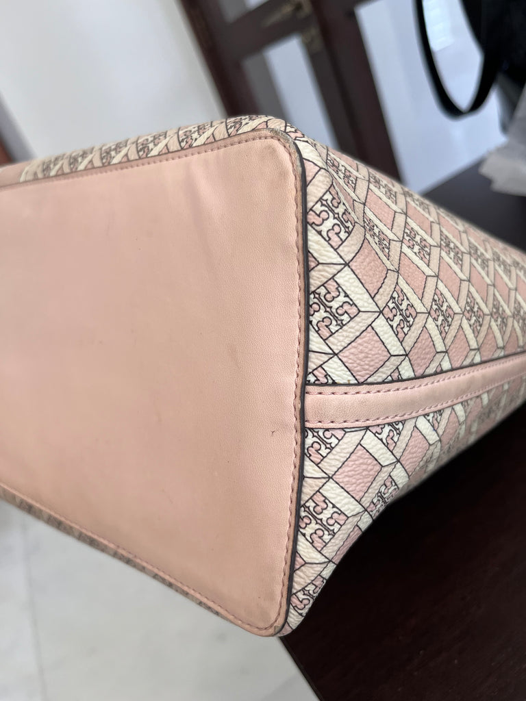 Tory Burch Pink geo Logo Large Tote Bag | Pre Loved |